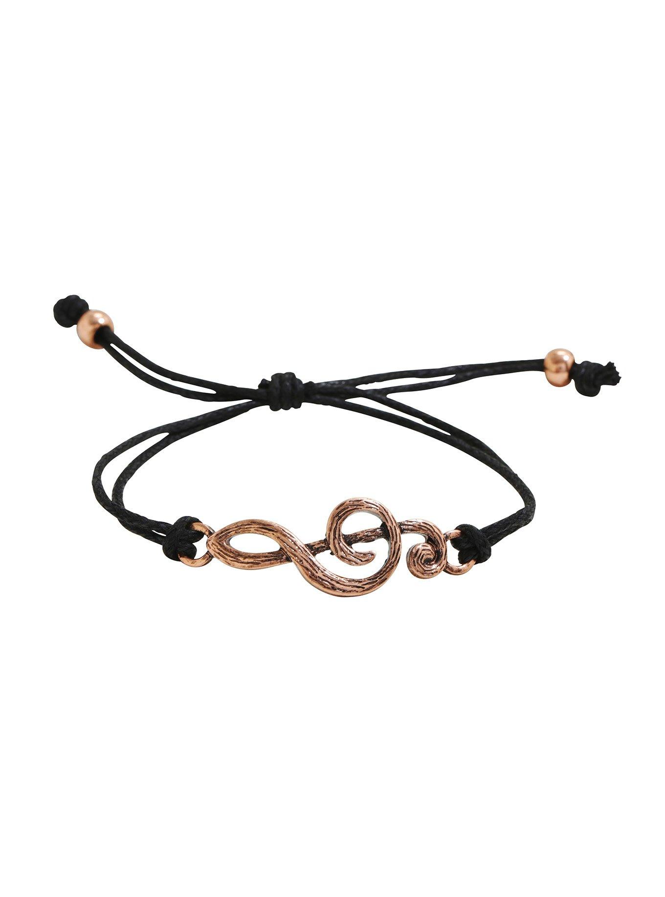 Blackheart Copper Treble Clef Cord Bracelet, , alternate