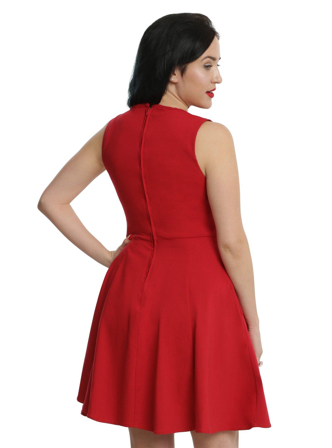 Red Fit & Flare Dress, , alternate