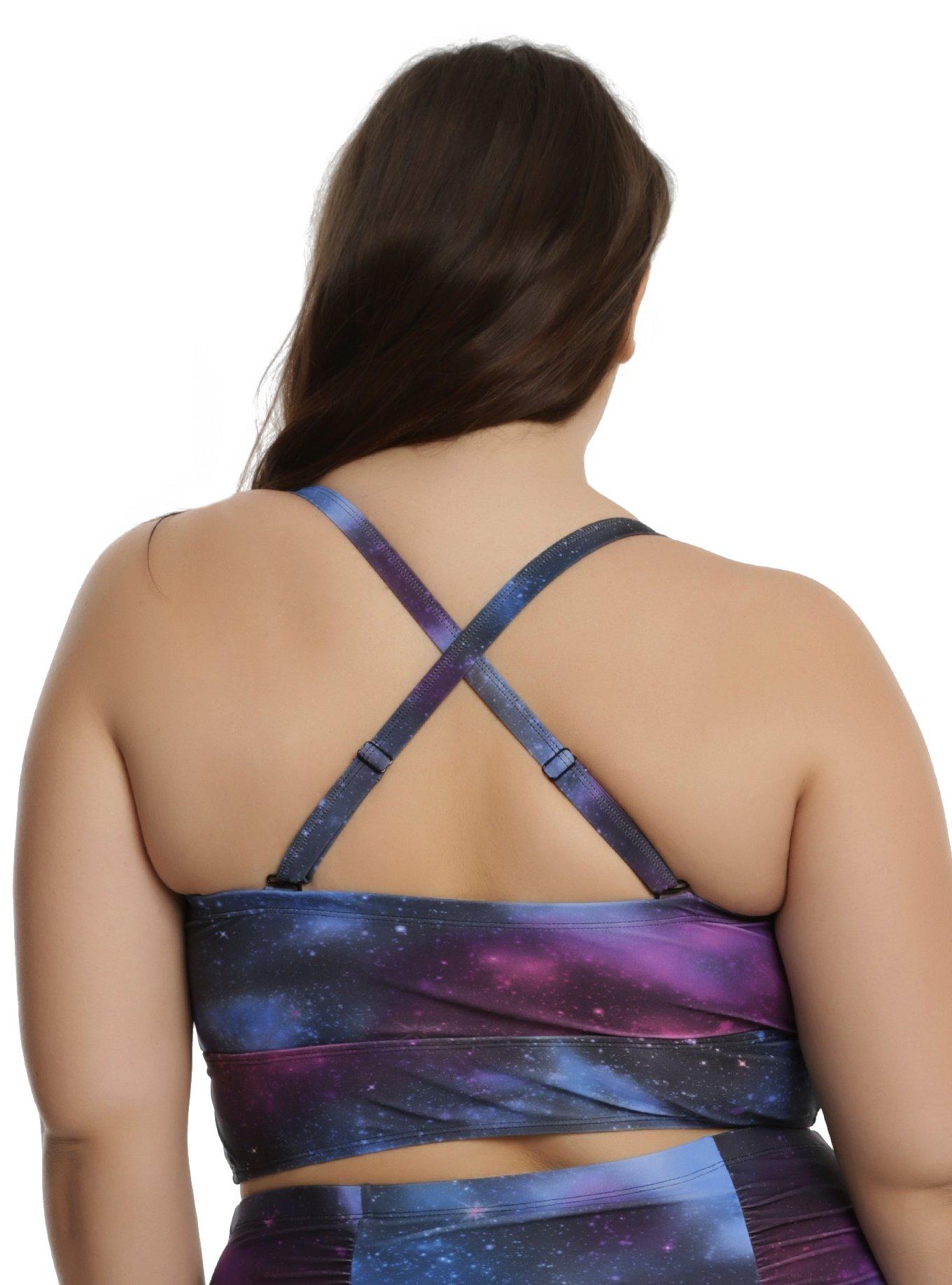 Galaxy Print Swim Top Plus Size, , alternate