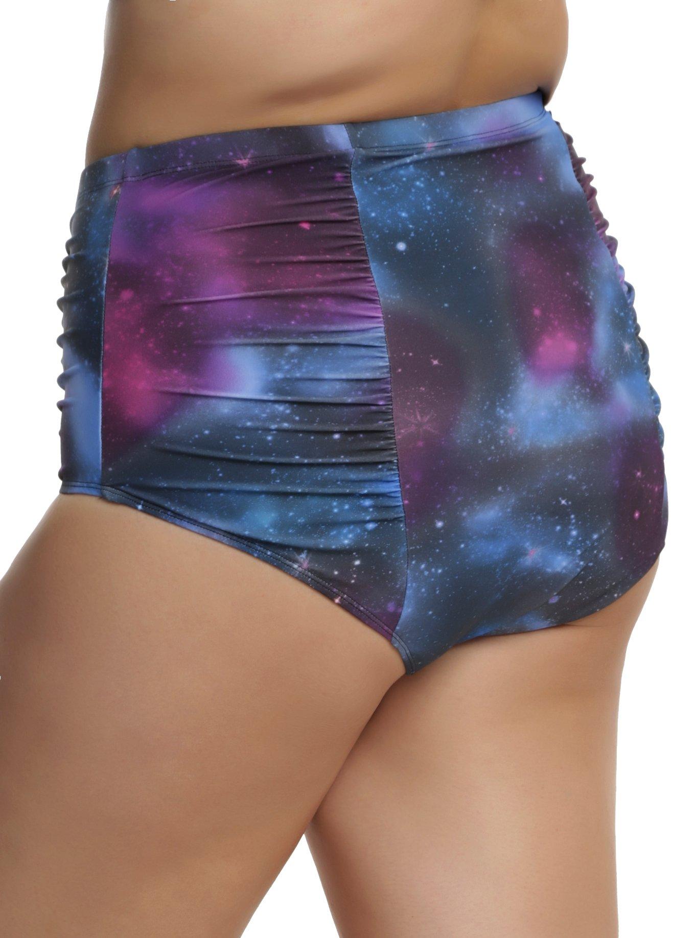 Galaxy Print Swim Bottoms Plus Size, , alternate
