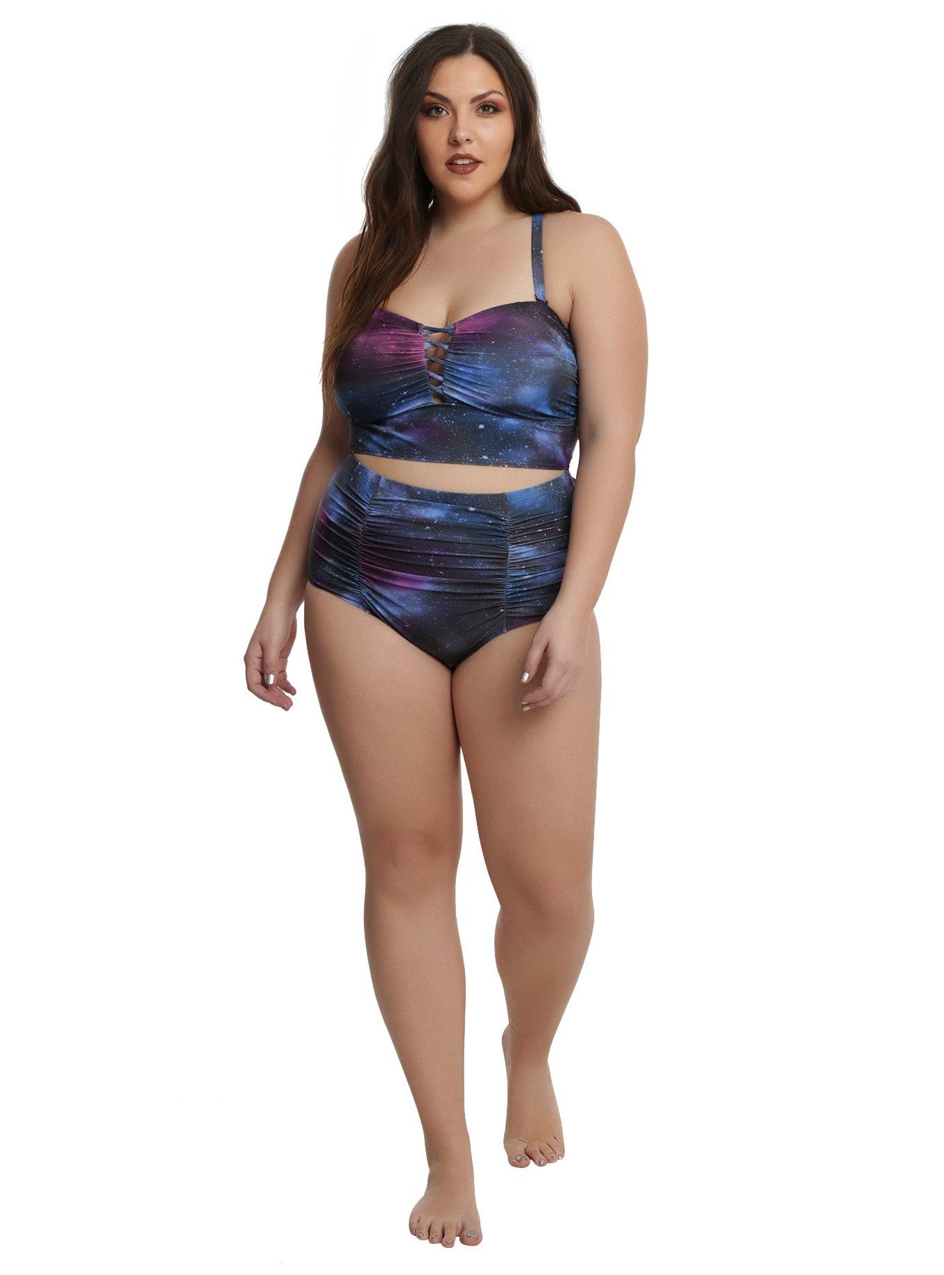 Galaxy Print Swim Bottoms Plus Size, , alternate