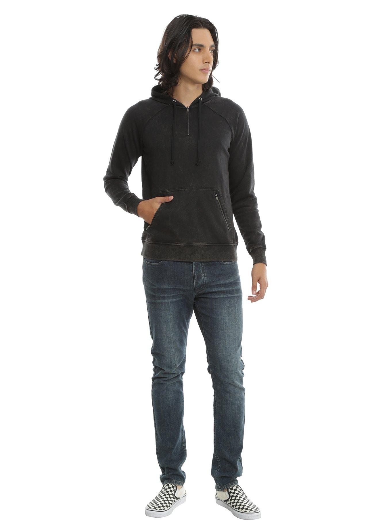 Black Mineral Wash Hoodie | Hot Topic