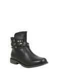 Black Studded Buckle Ankle Boots, , alternate
