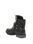 Black Studded Buckle Ankle Boots, , alternate