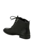 Black Lace-Up Zipper Ankle Booties, , alternate