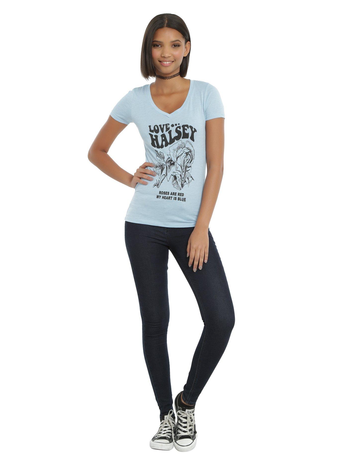 Halsey Blue Warped Rose Girls T-Shirt, , alternate
