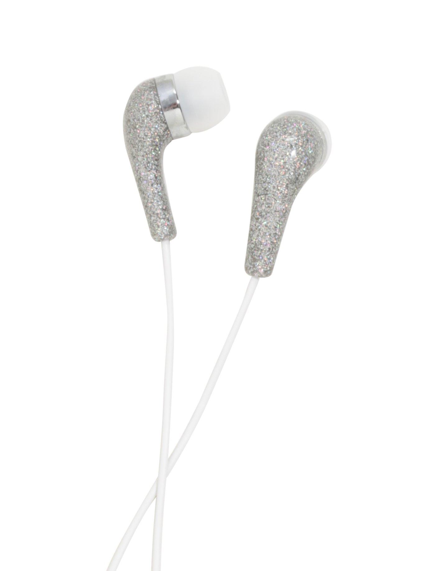 Grey Glitter Earbuds, , alternate