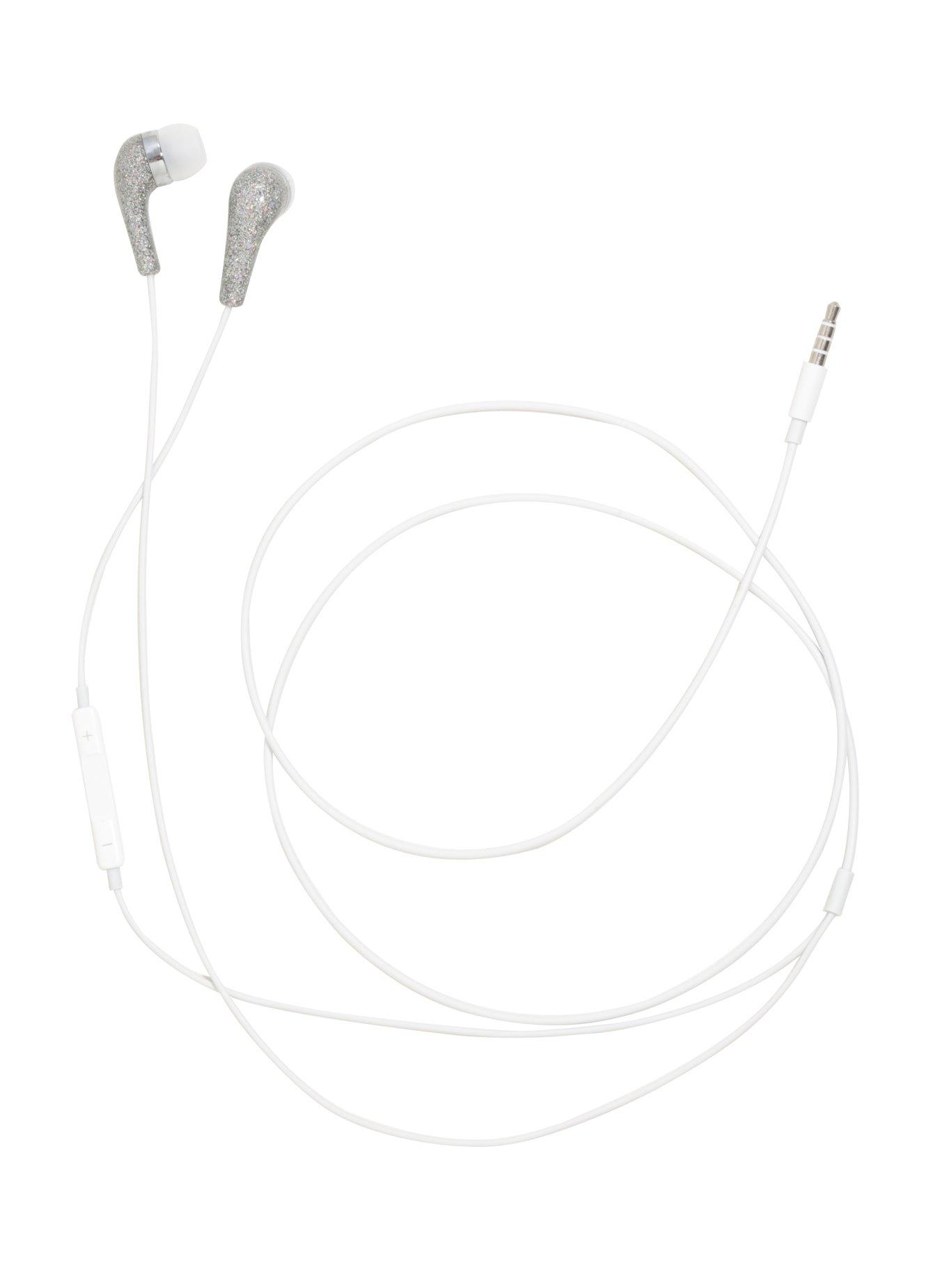 Grey Glitter Earbuds, , alternate