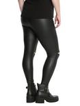 Blackheart Faux Leather Knee Slit Leggings Plus Size, , alternate