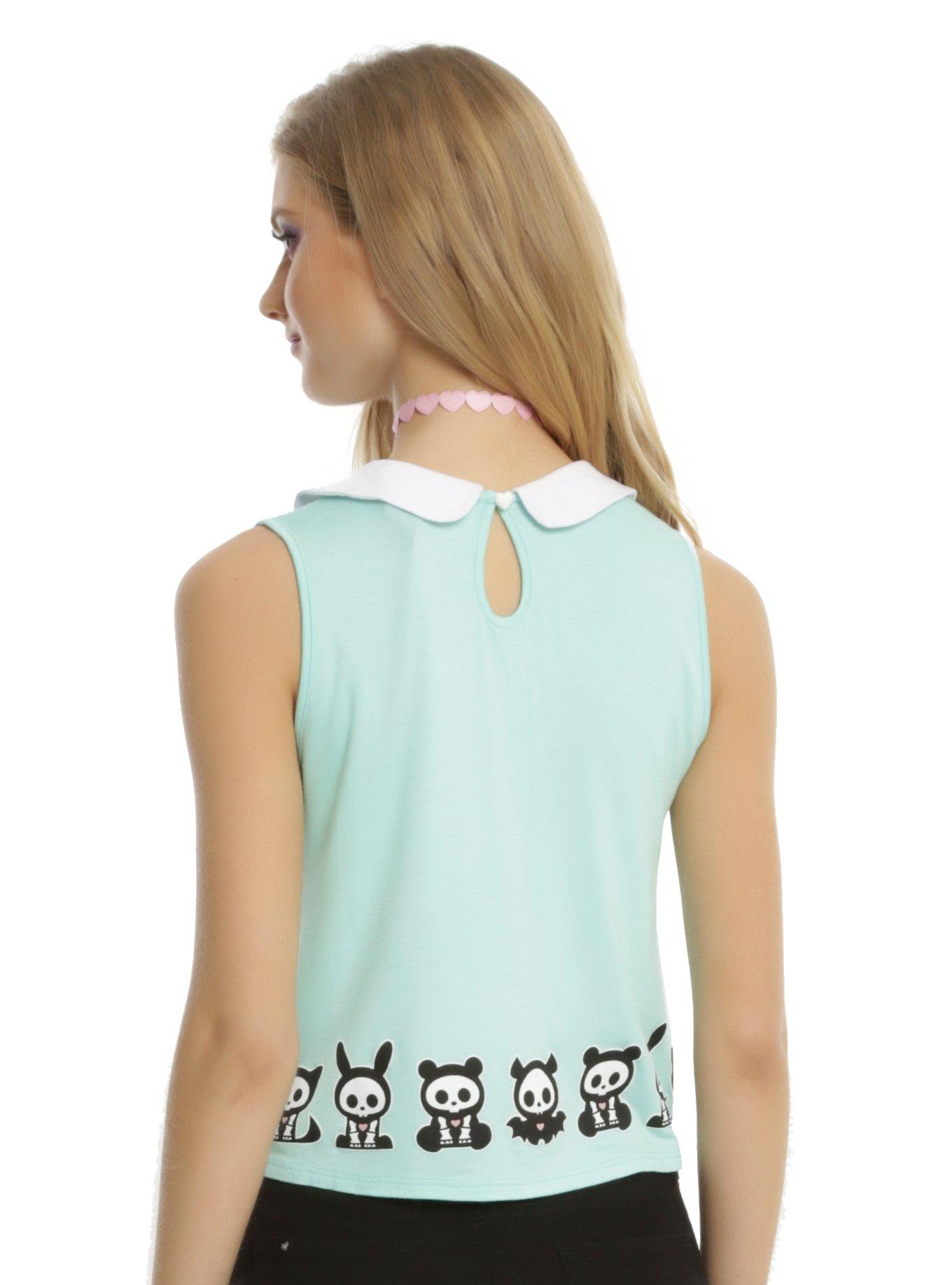 Skelanimals Mint Peter Pan Collar Girls Crop Top, , alternate