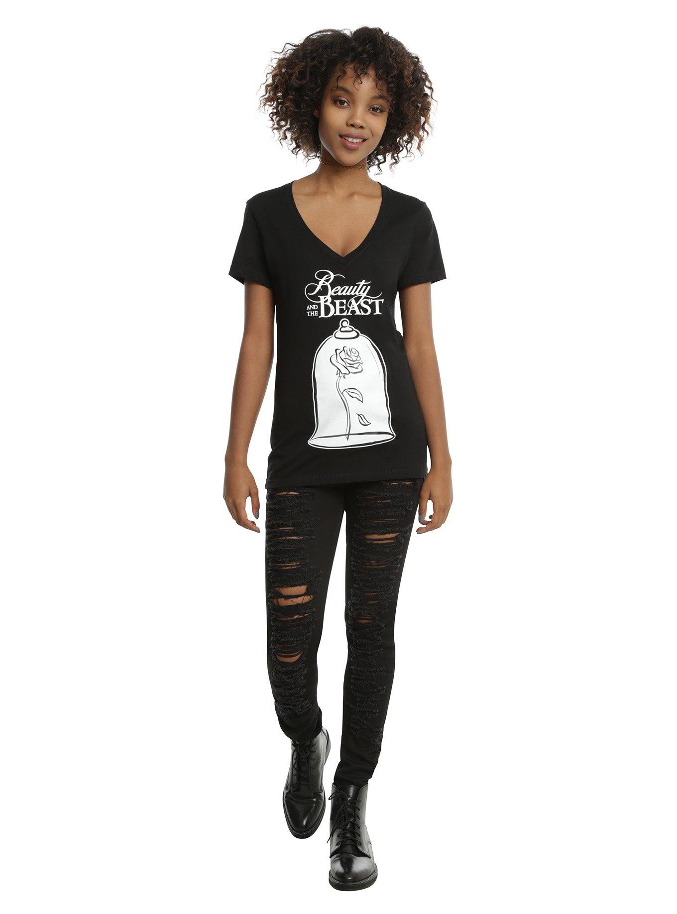 Disney Beauty And The Beast Enchanted Rose Glow Girls T-Shirt, , alternate
