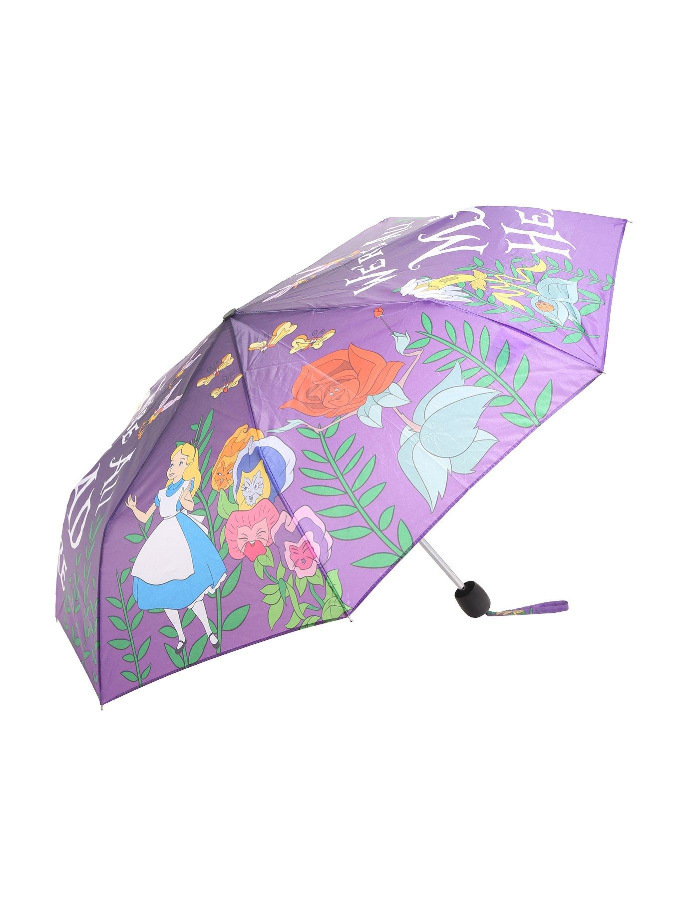 Disney Alice In Wonderland We're All Mad Here Compact Umbrella, , alternate