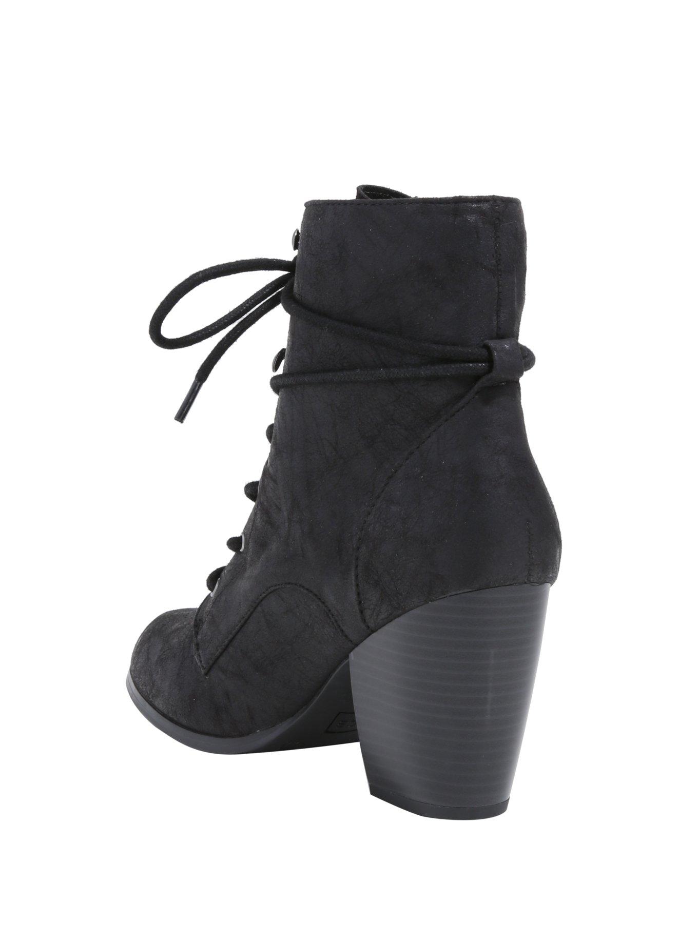 Black Lace-Up Zipper Booties, , alternate