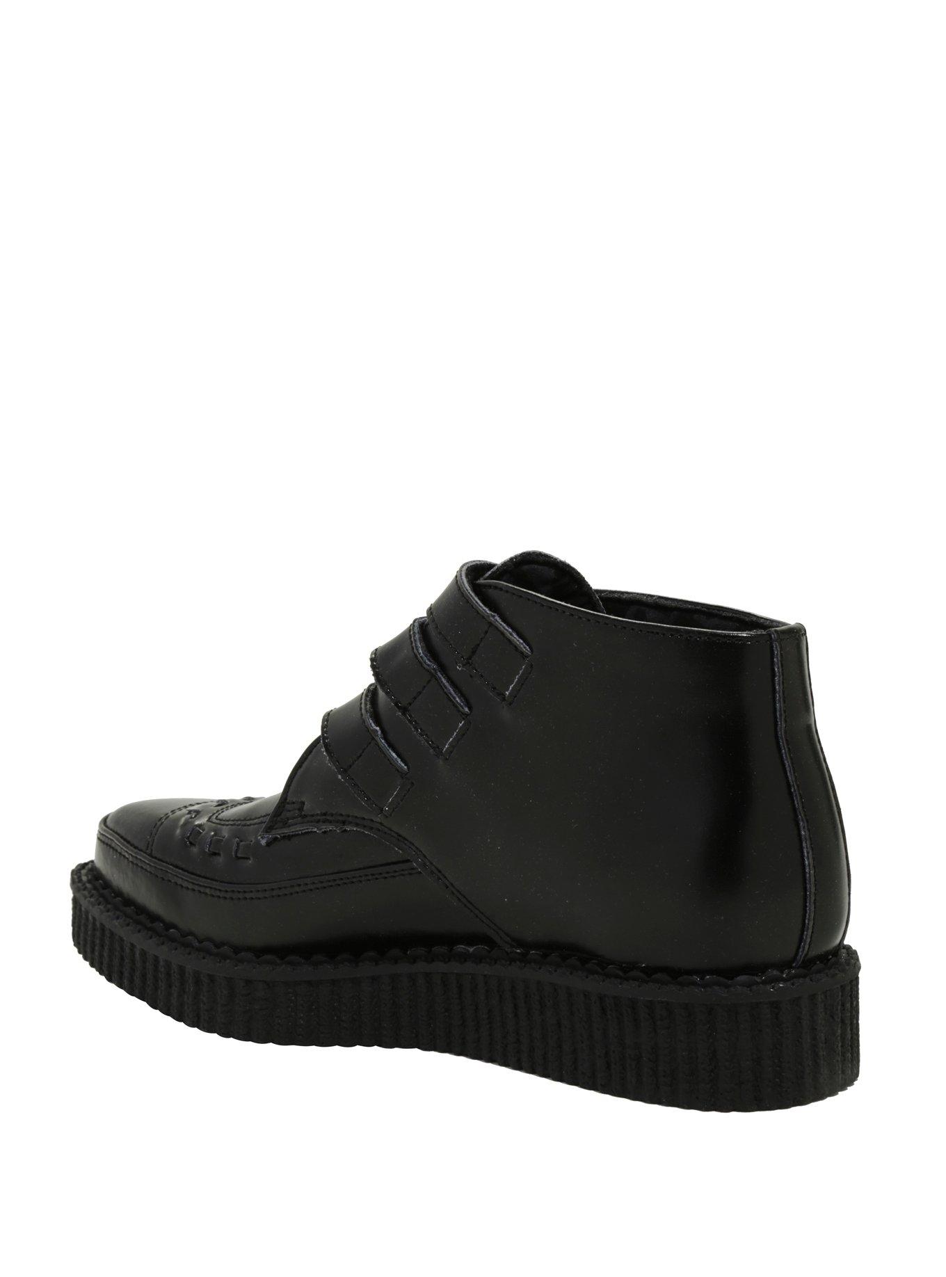 T.U.K. Black 3 Buckle Pointed Toe Creepers, , alternate