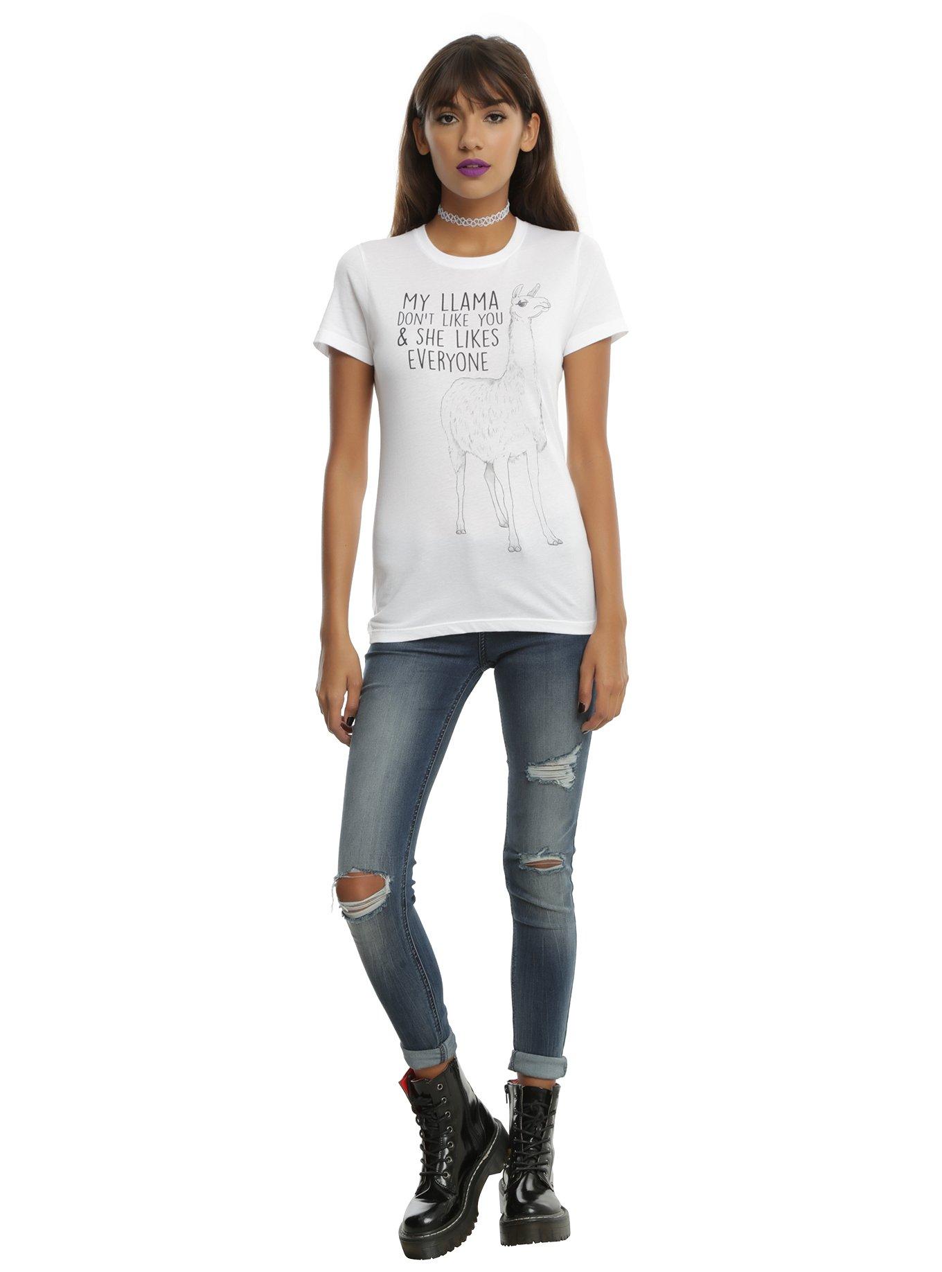 Llama Don't Like You Girls T-Shirt, , alternate