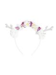 White Flower Silver Antler Headband, , alternate