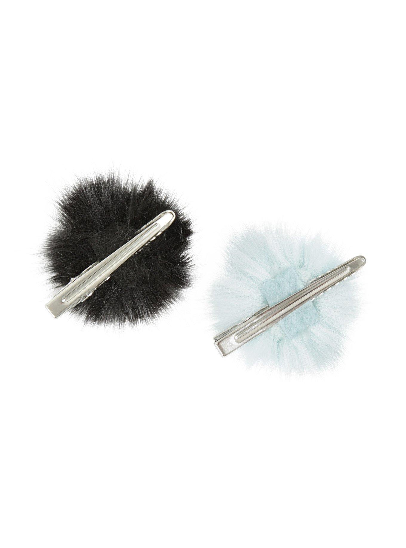 Blackheart Blue & Black Puff Hair Clips, , alternate