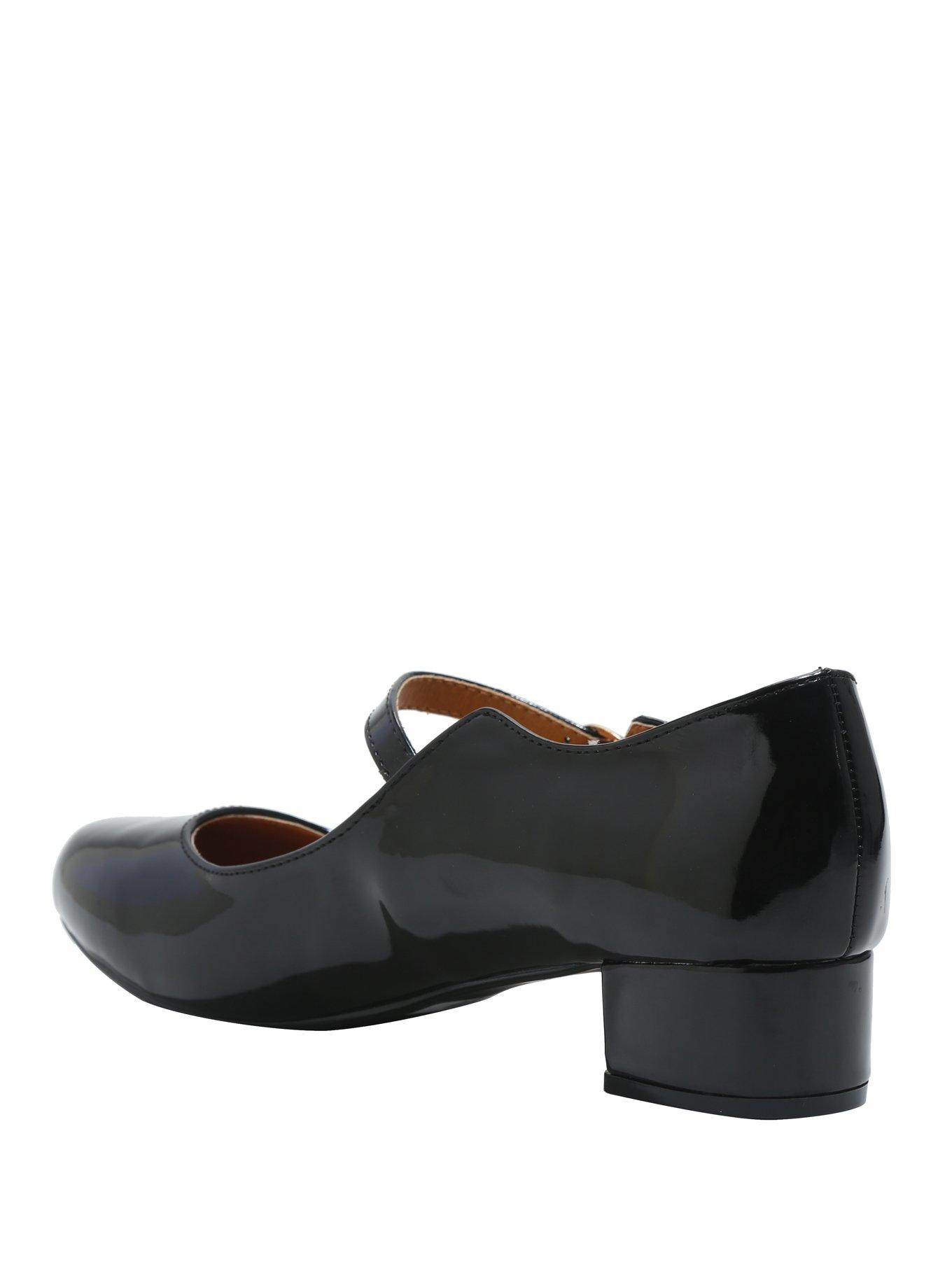 Black Patent Leather Kitten Heel Mary Janes, , alternate