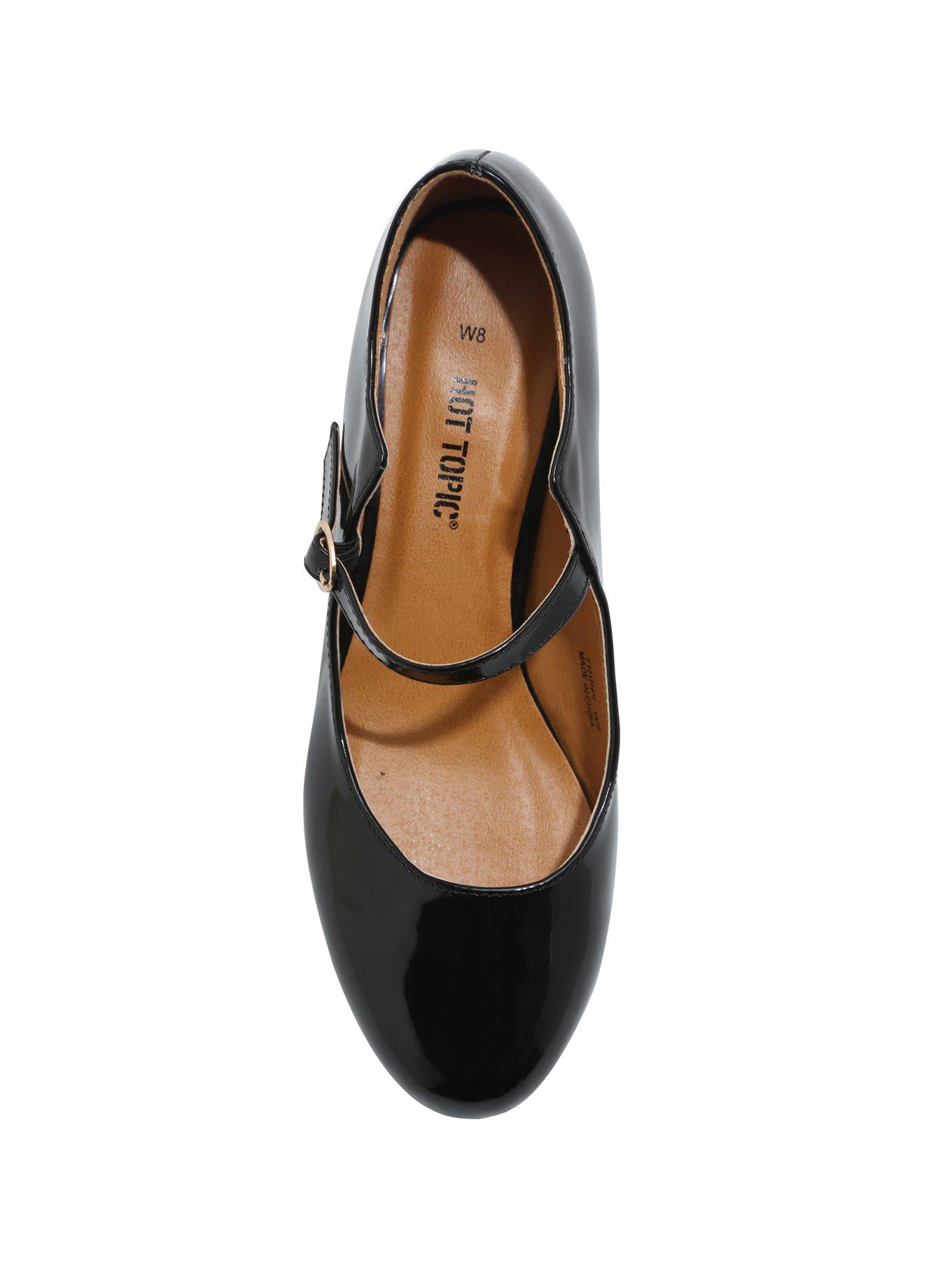 Black Patent Leather Kitten Heel Mary Janes, , alternate