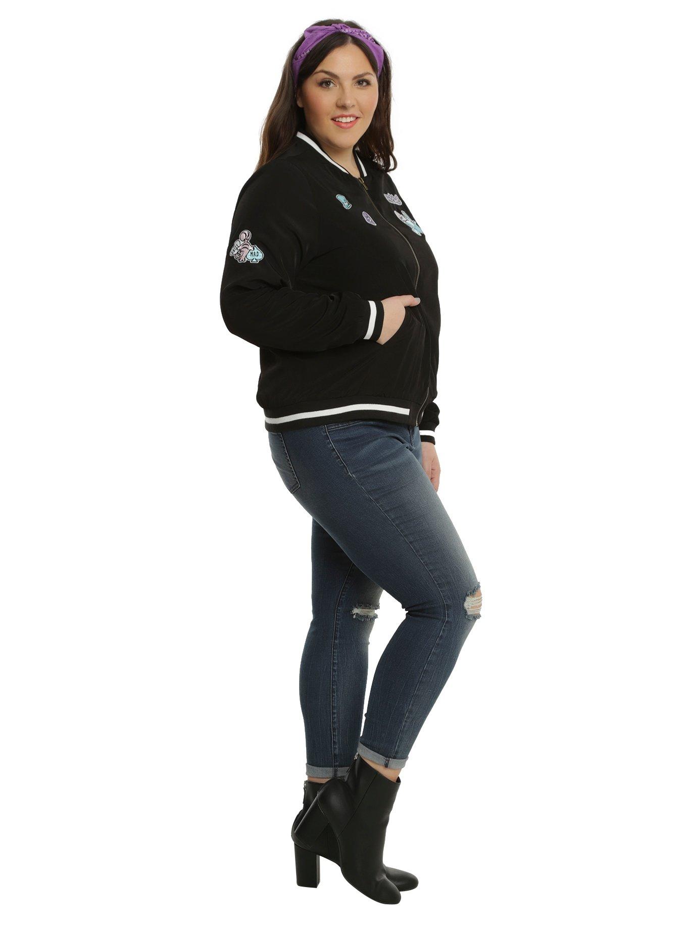 Disney Alice In Wonderland Patched Girls Satin Souvenir Jacket Plus Size, , alternate