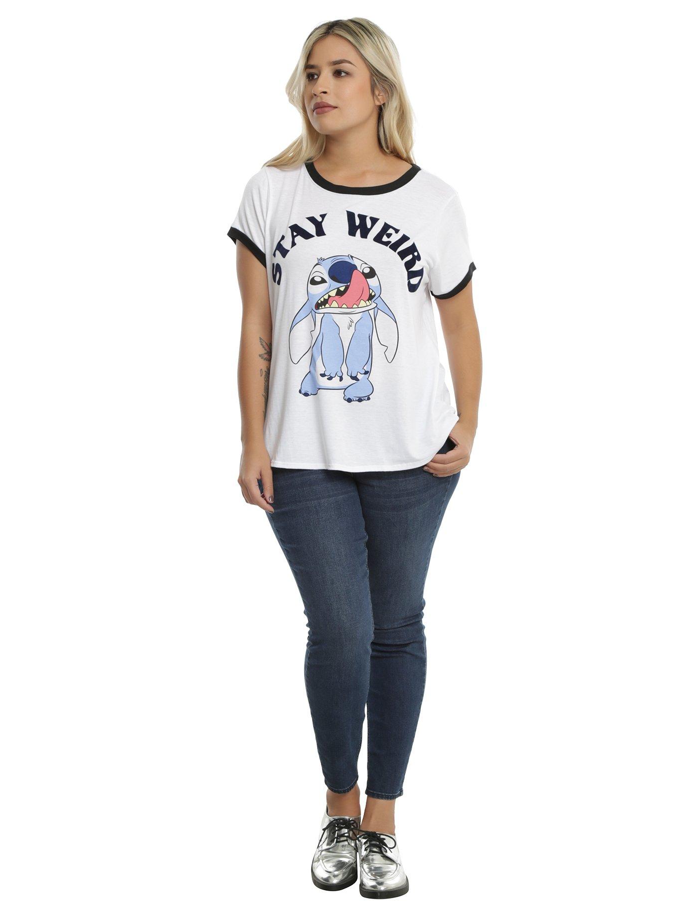 Disney Lilo & Stitch Stay Weird Girls Ringer T-Shirt Plus Size, , alternate