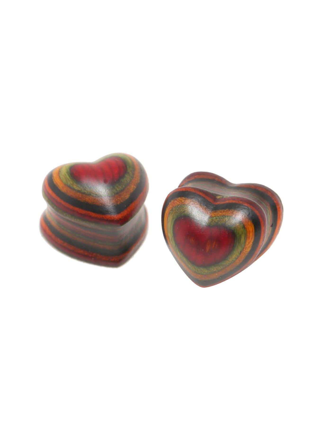 Heart Layered Bamboo Plug 2 Pack, , alternate
