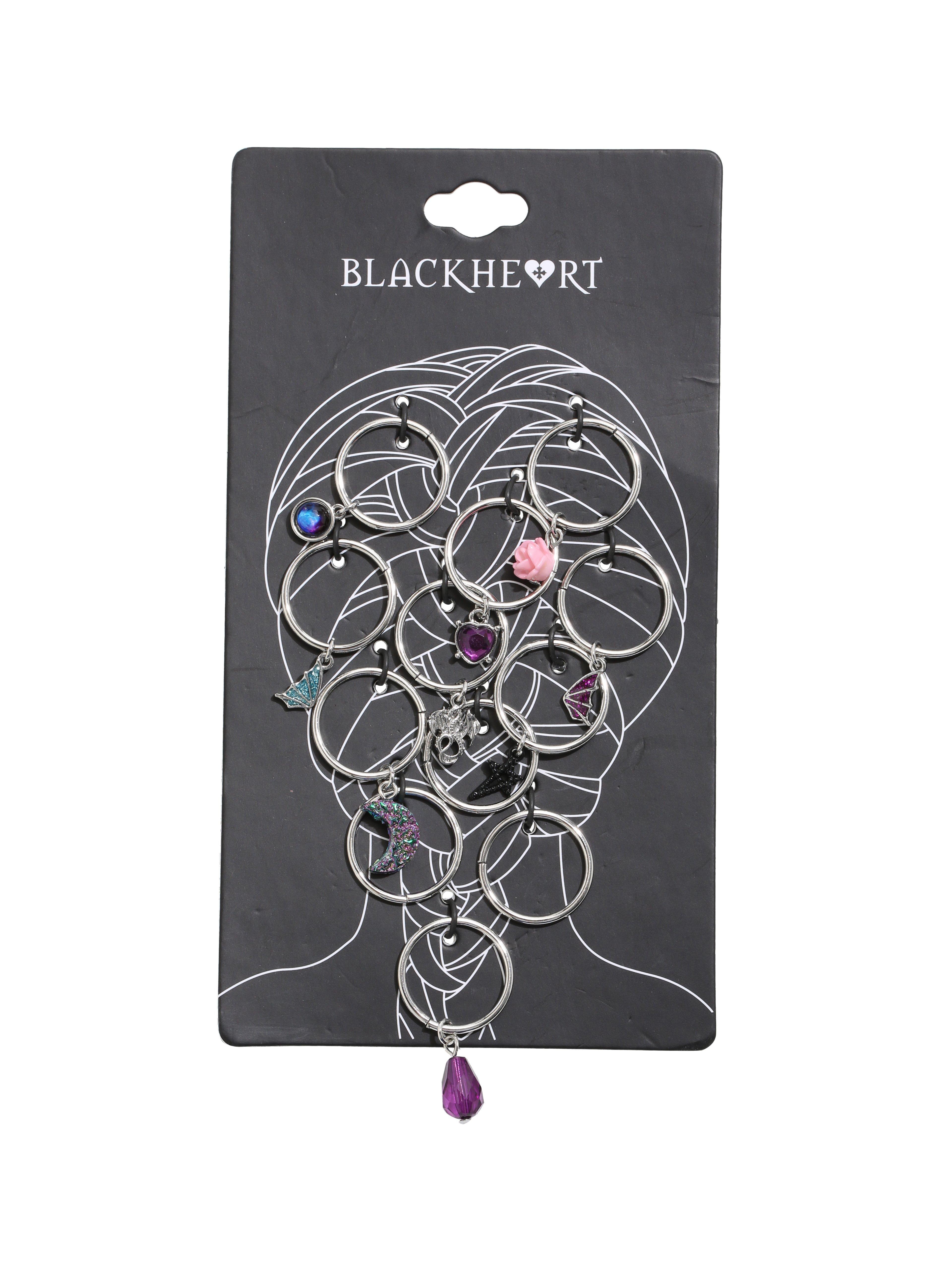 Blackheart Whimsical Charm Hair Rings | Hot Topic
