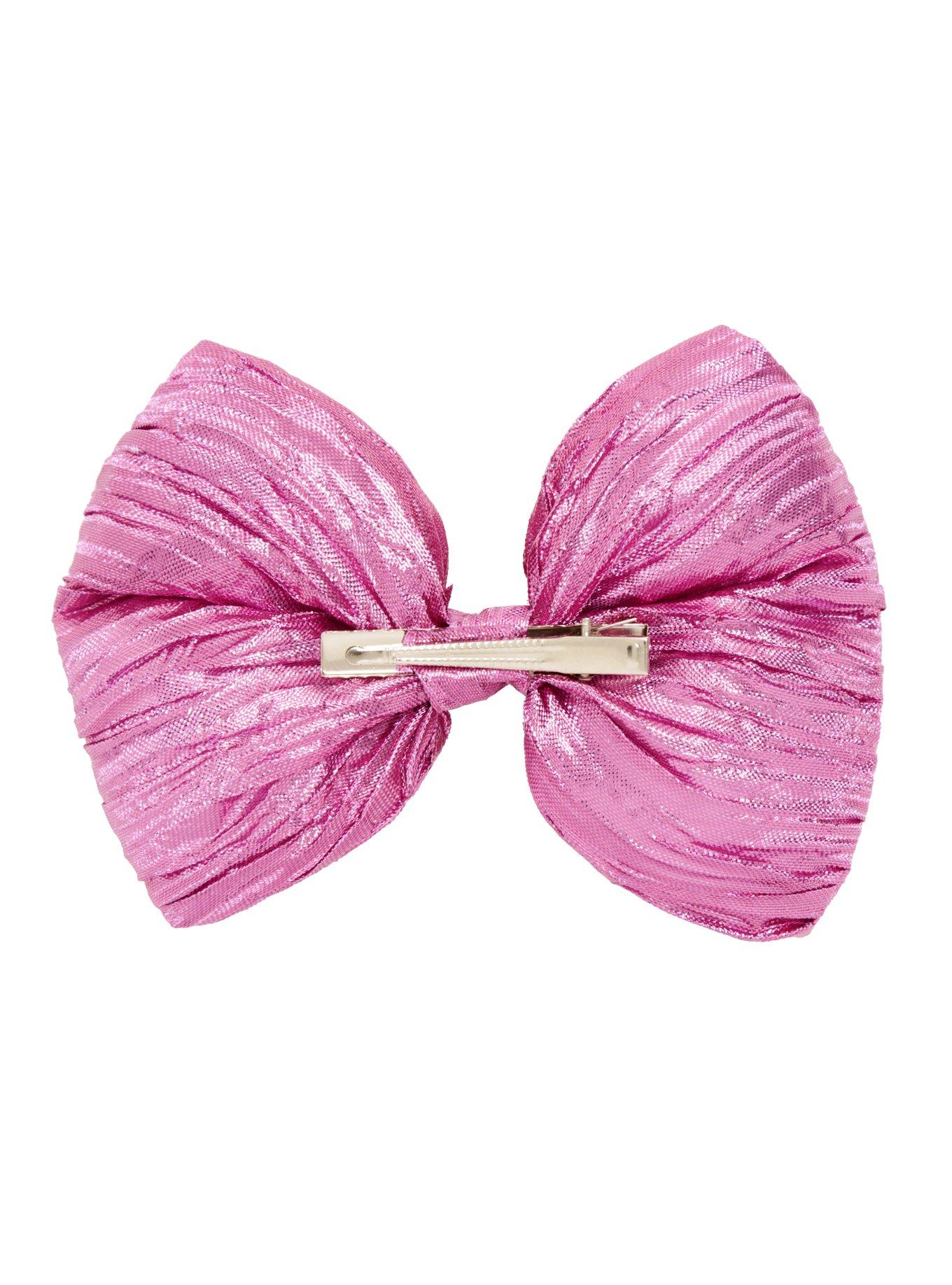 Blackheart Pink Metallic Foil Hair Bow, , alternate