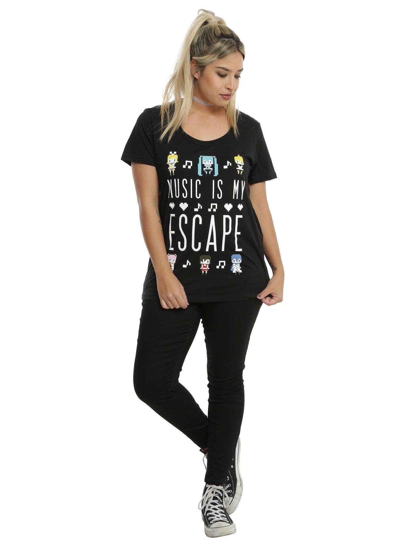 Hatsune Miku Music Is My Escape Girls T-Shirt Plus Size, , alternate