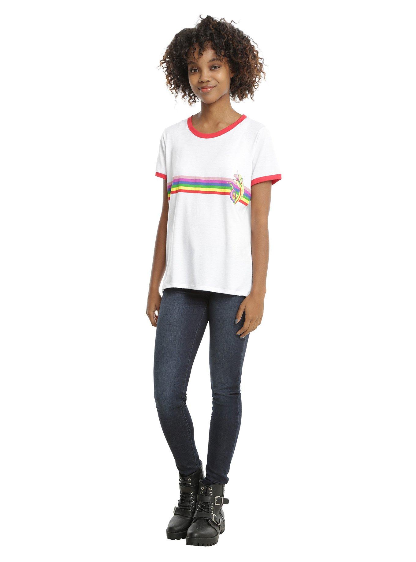 Adventure Time Lady Rainicorn Rainbow Girls Ringer T-Shirt, , alternate