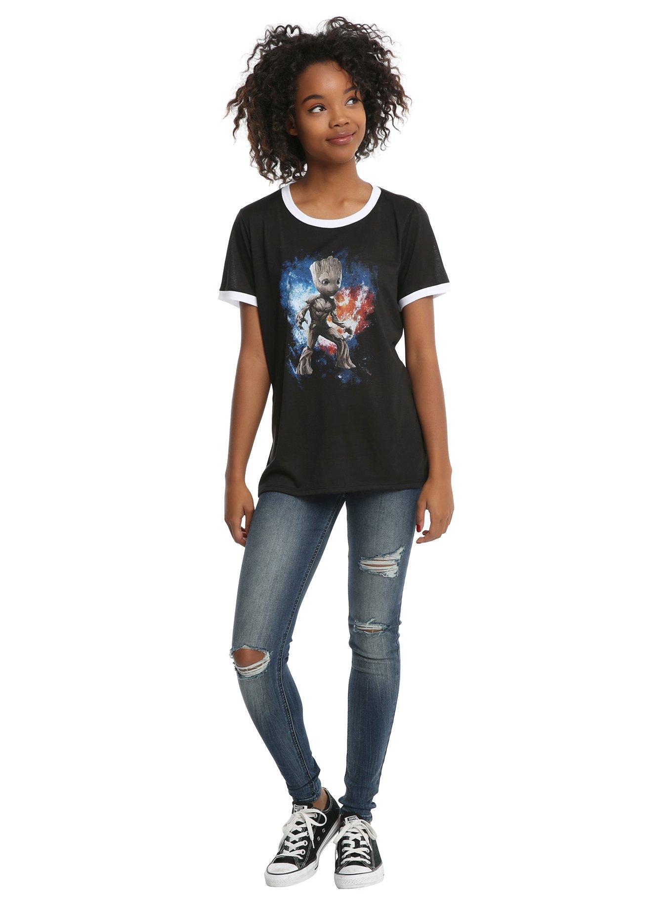 Marvel Guardians Of The Galaxy Baby Groot Girls Ringer T-Shirt, , alternate