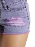 Blackheart Pastel Purple Distressed Shorts, , alternate