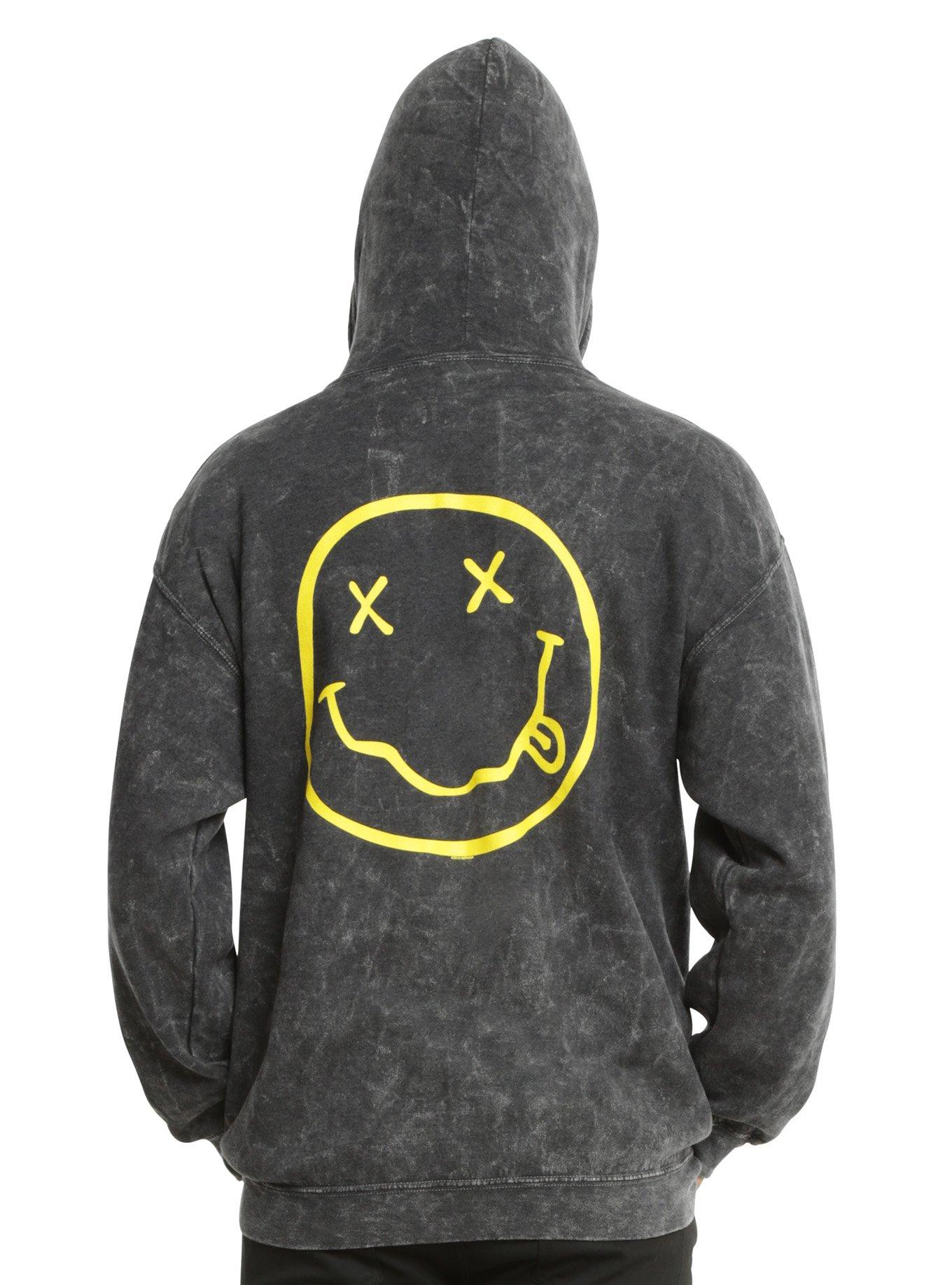 Nirvana Smiley Face Mineral Wash Hoodie, , alternate