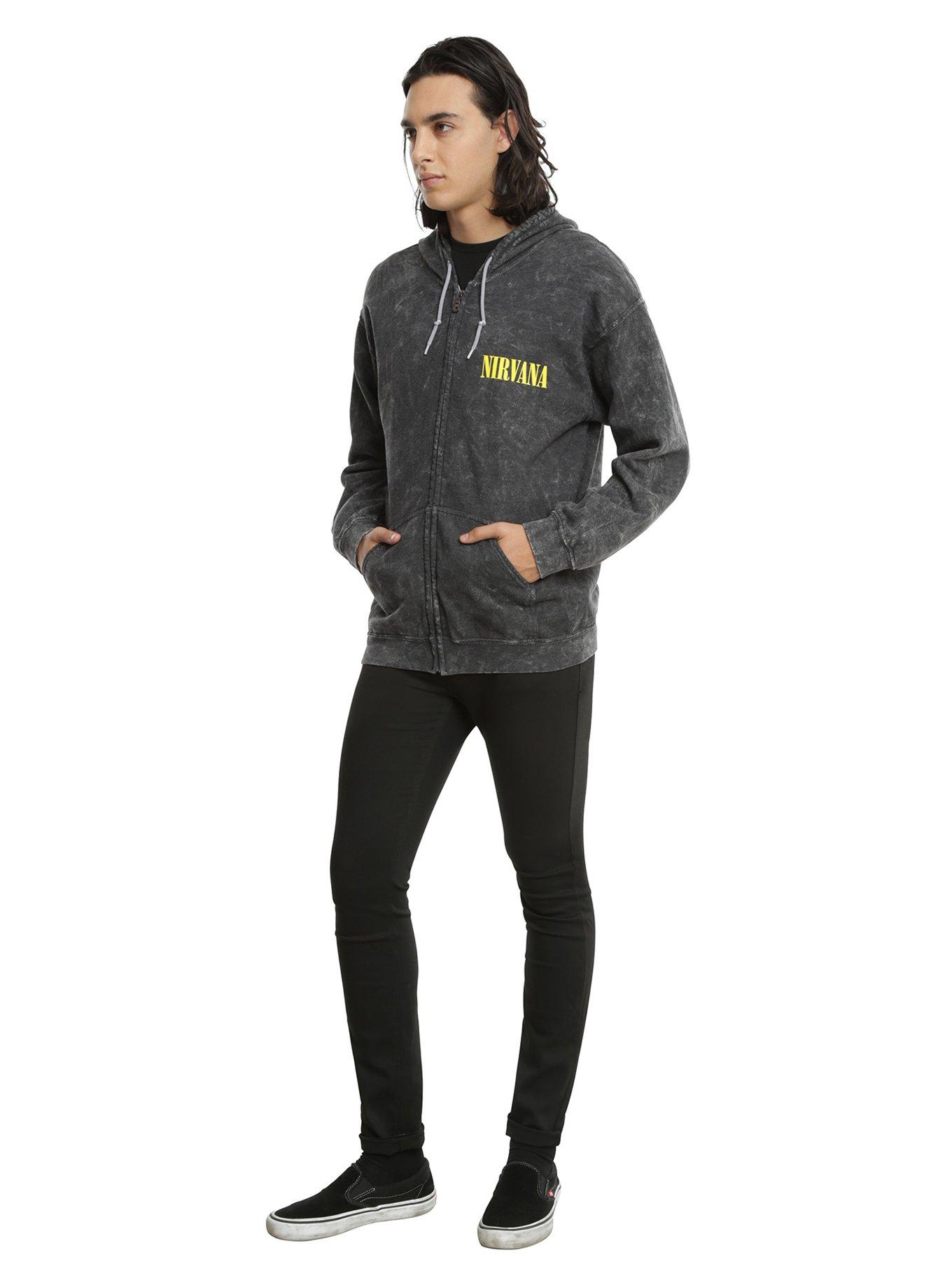 Nirvana Smiley Face Mineral Wash Hoodie, , alternate