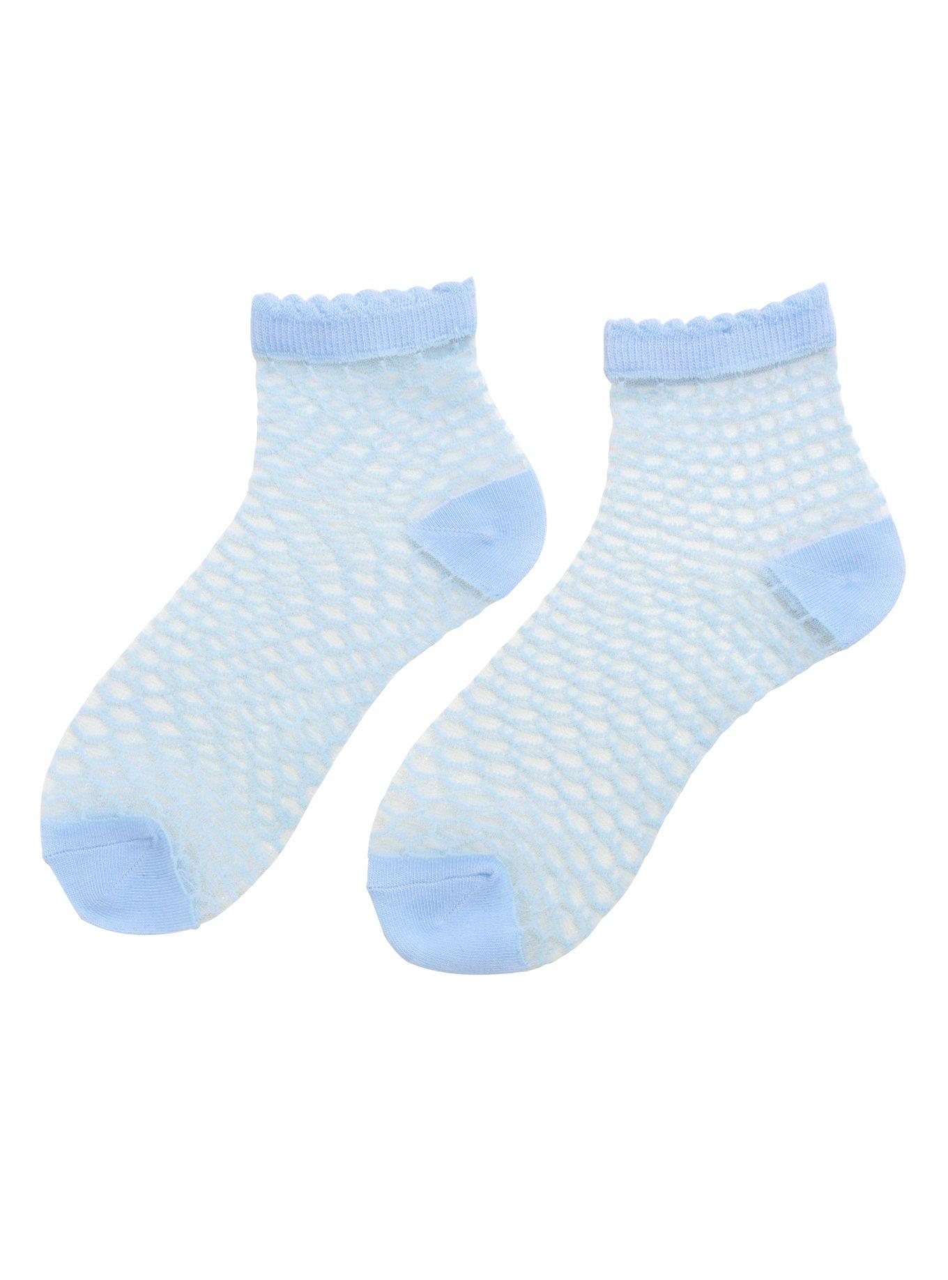 Blackheart Pastel Blue Mermaid Scale Jelly Ankle Socks, , alternate