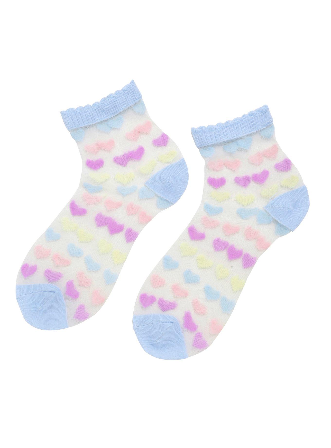 Blackheart Pastel Hearts Jelly Ankle Socks, , alternate