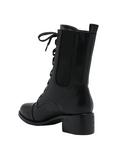 Black Lace-Up Chelsea Combat Boots, , alternate