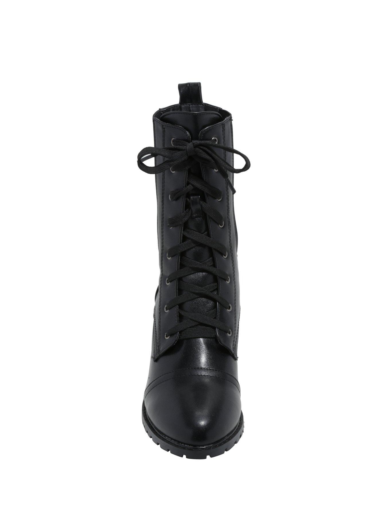 Black Lace-Up Chelsea Combat Boots, , alternate