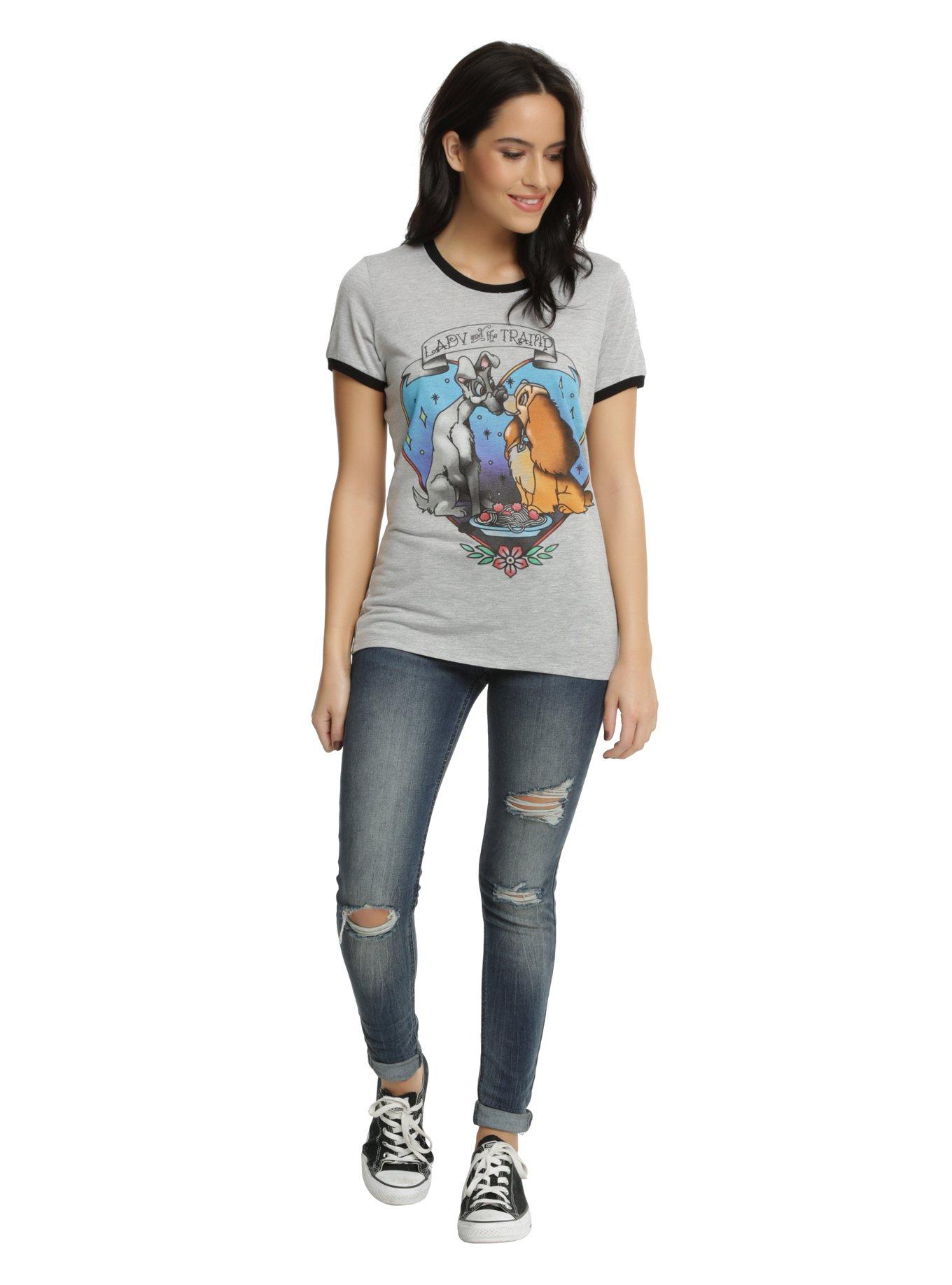 Disney Lady And The Tramp Heart Tattoo Girls Ringer T-Shirt, , alternate