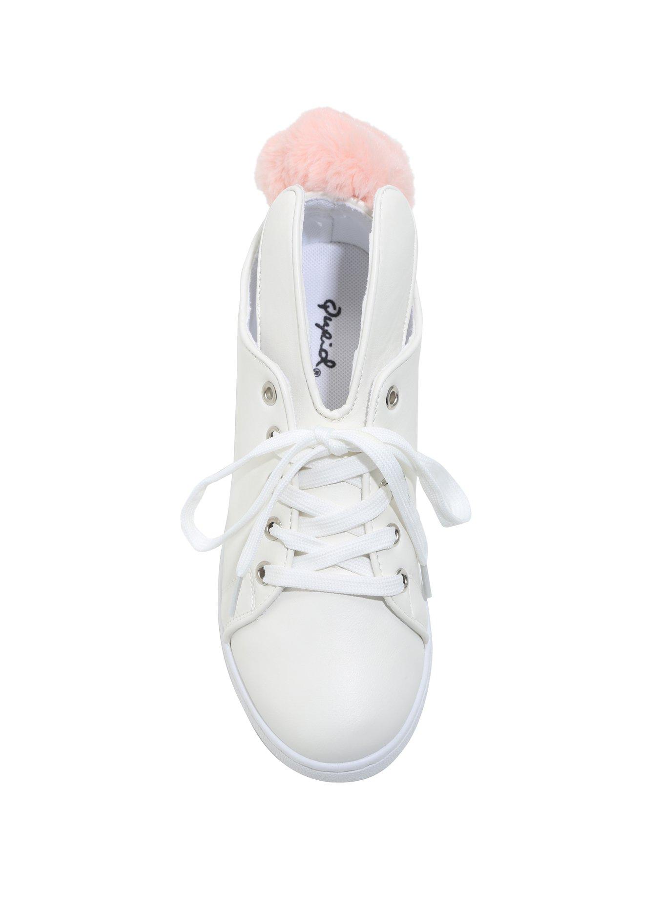 White Bunny Lace-Up Sneakers, , alternate