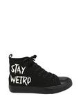 Plus Size Stay Weird Hi-Top Sneakers, BLACK, alternate