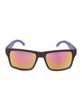 Black & Purple Plastic Pink Mirror Lens Flat Top Sunglasses, , alternate