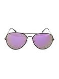 Black Wire Purple Mirror Lens Aviator Sunglasses, , alternate
