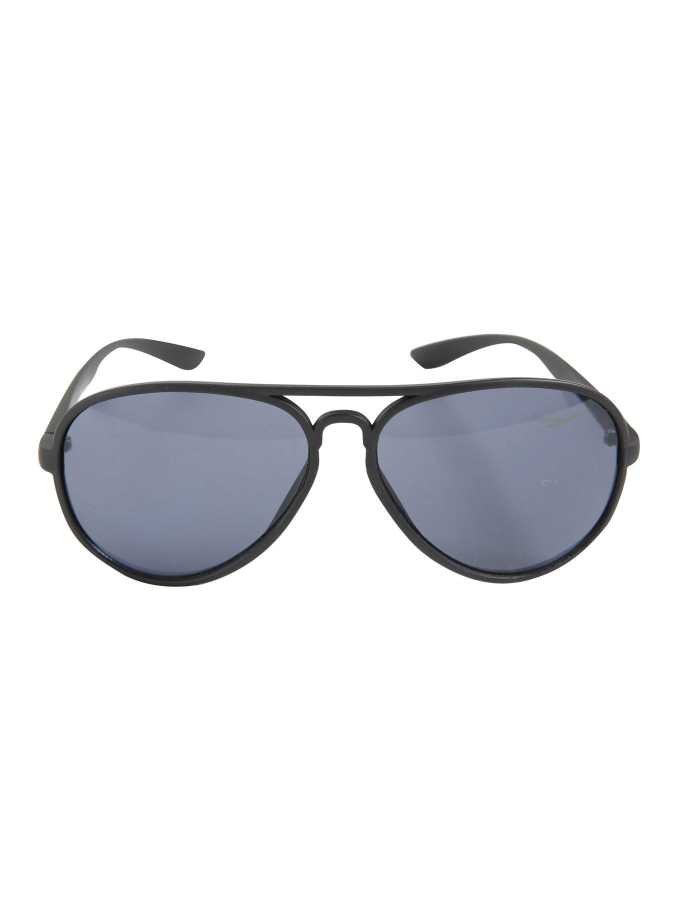 Matte Black Smoke Lens Aviator Sunglasses, , alternate