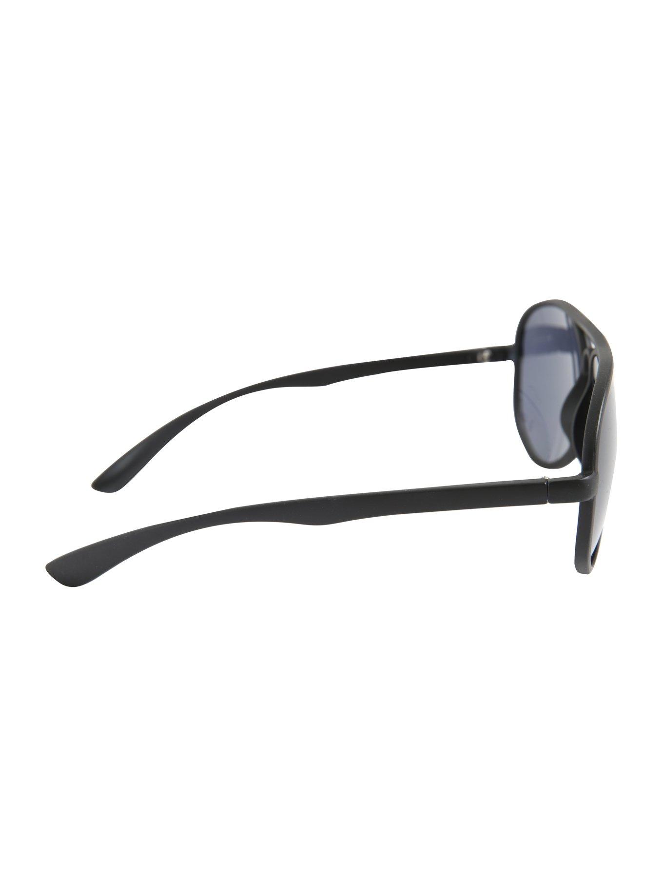 Matte Black Smoke Lens Aviator Sunglasses, , alternate