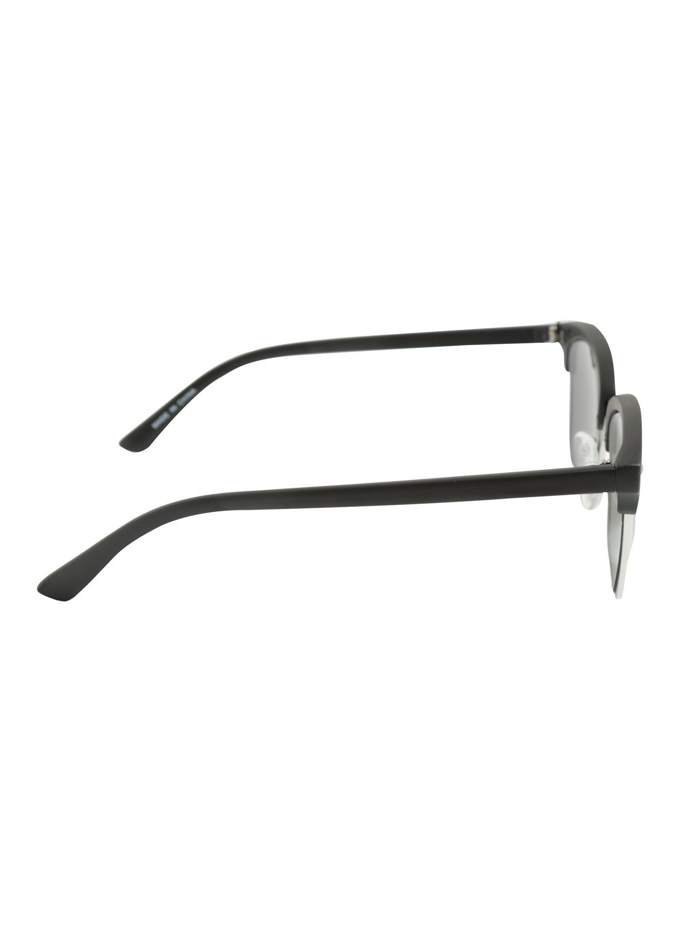 Matte Black Half Rim Sunglasses, , alternate