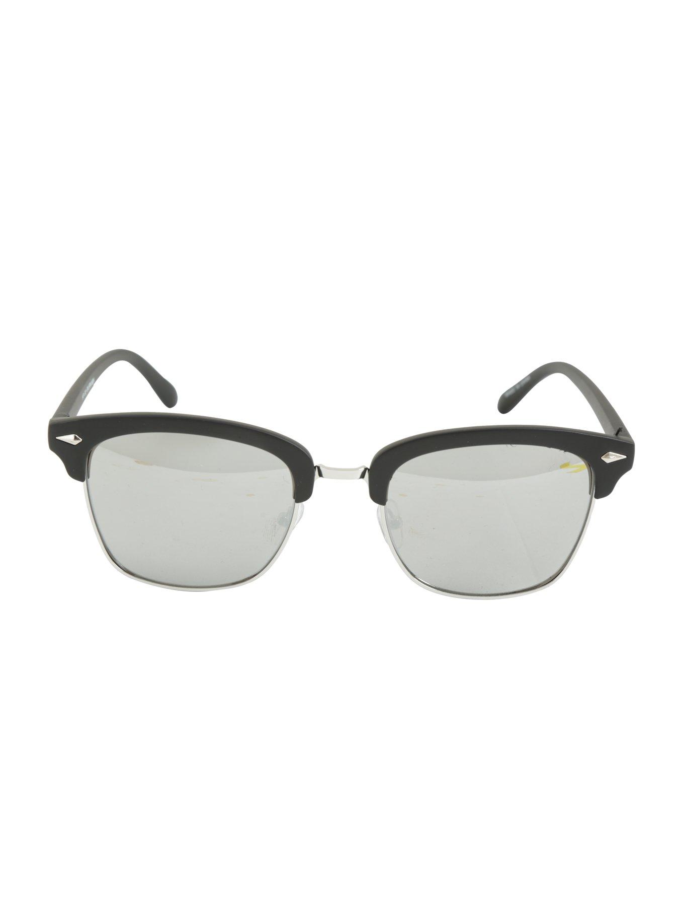 Matte Black Half Rim Sunglasses, , alternate