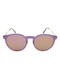 Translucent Purple Flat Lens Round Sunglasses, , alternate