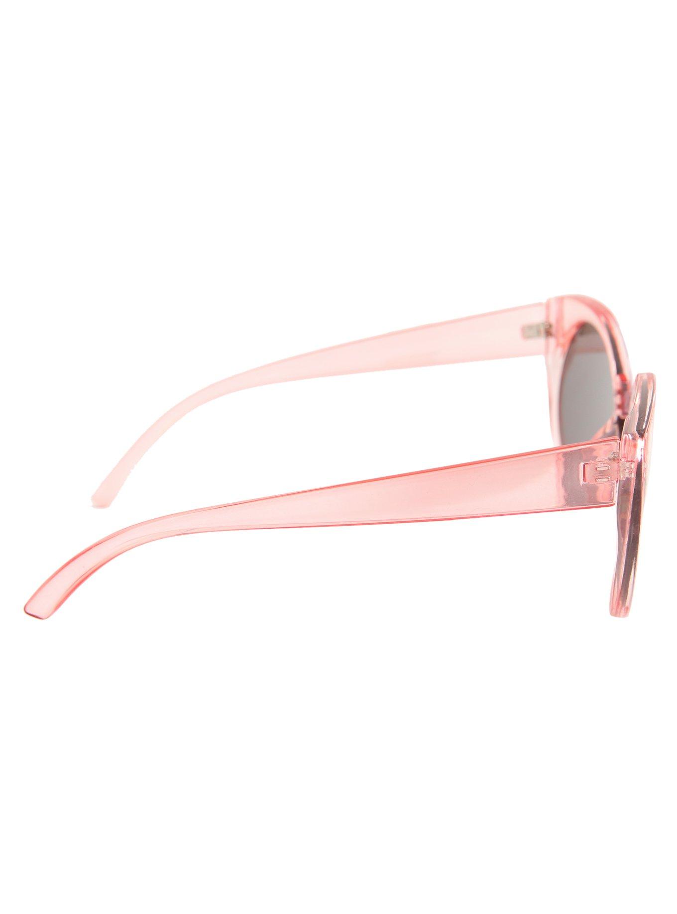 Translucent Pink Green Lens Cat Eye Sunglasses, , alternate