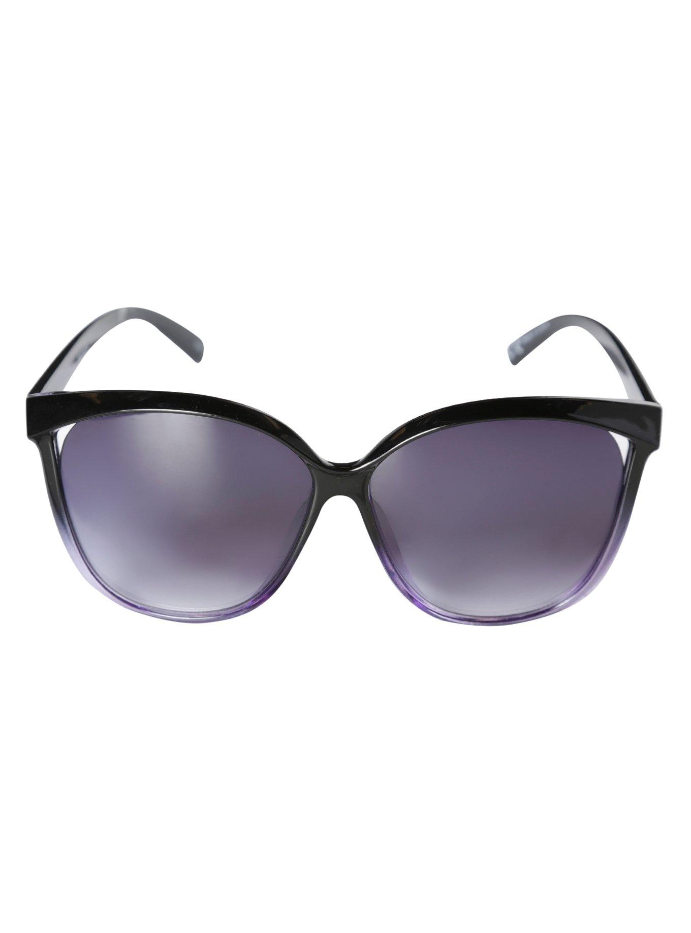 Black & Purple Ombre Oversized Sunglasses, , alternate